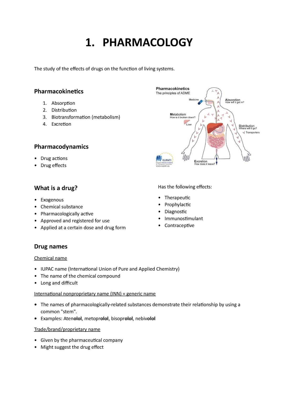 What Is Pharmacology, Lecture 1 - 1. PHARMACOLOGY The Study Of The ...