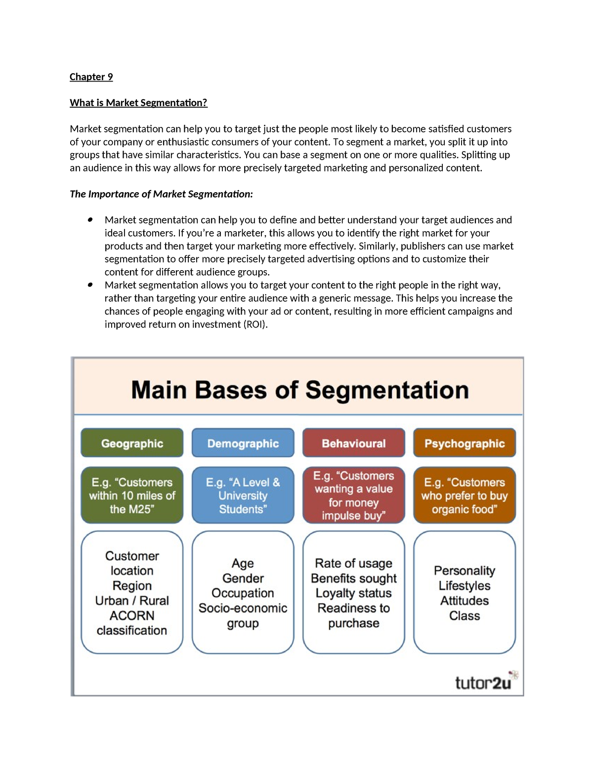 Chapter 9 Notes - Marketing Management - Chapter 9 What Is Market ...