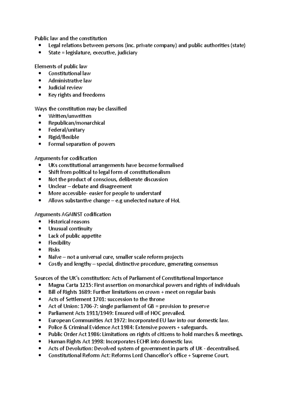 Public law condensed revision notes - Public law and the constitution ...