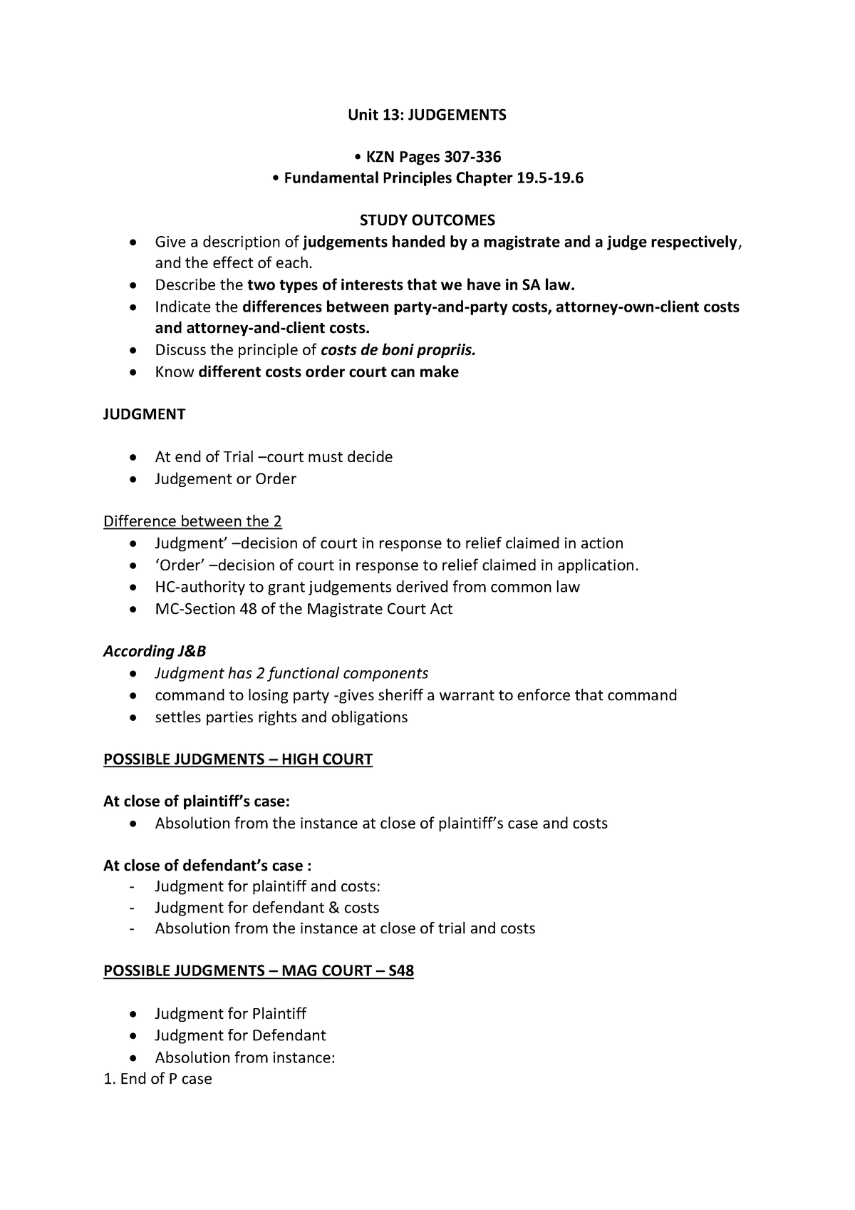 Unit 13 - JUDGEMENTS - Unit 13: JUDGEMENTS - KZN Pages 307- 336 ...