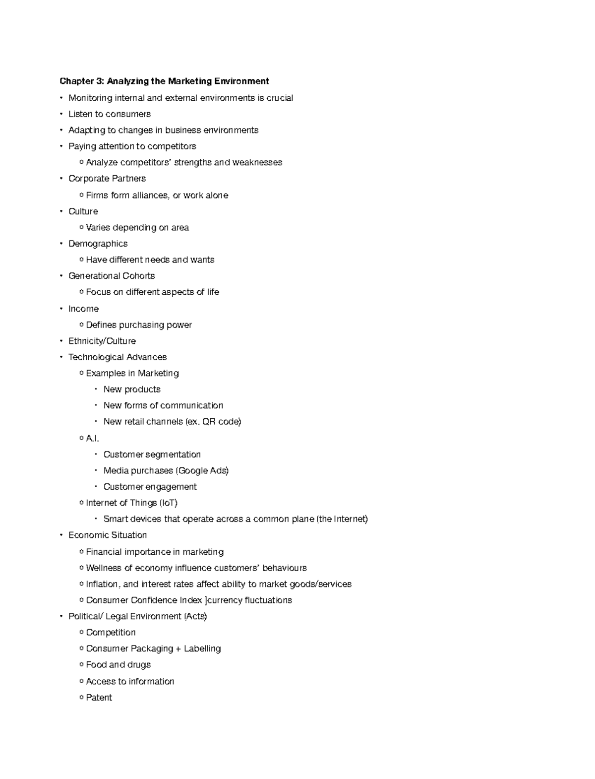 Ch 3. Analyzing The Marketing Environment - Chapter 3: Analyzing The ...