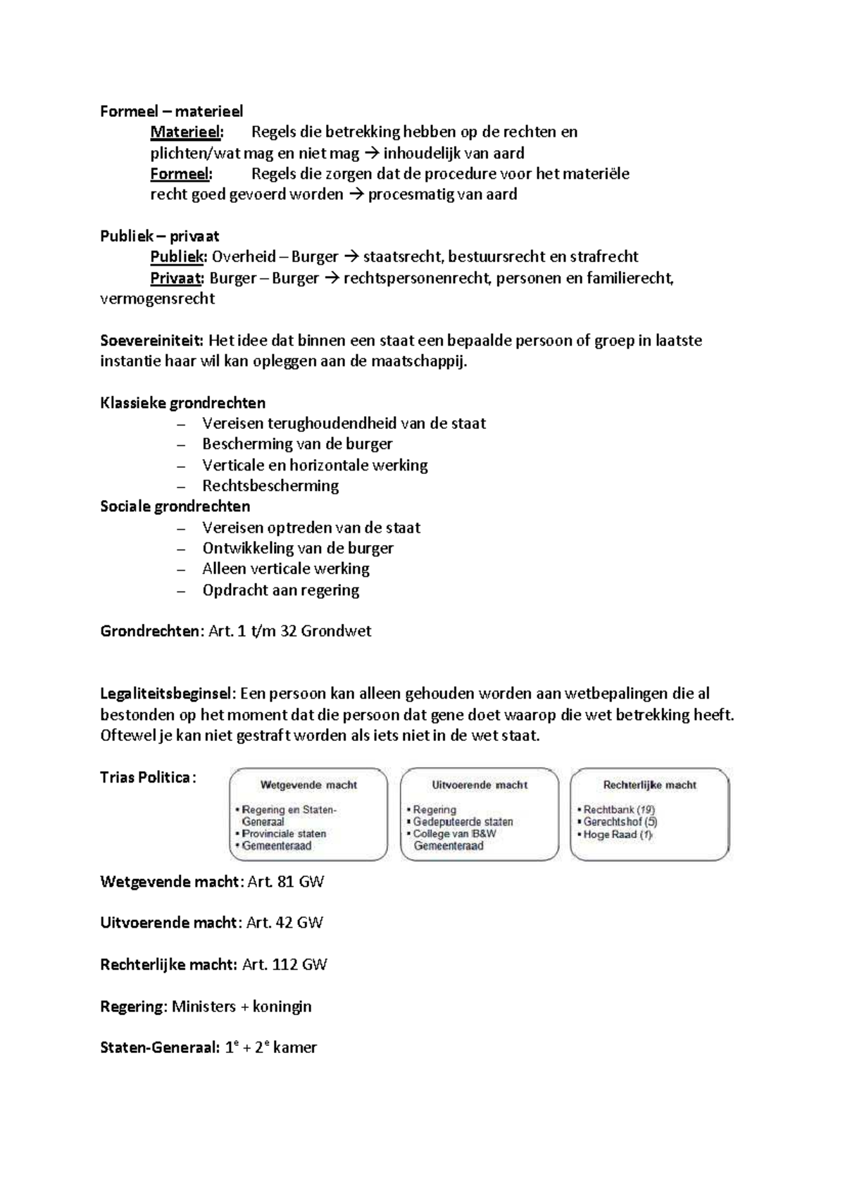 Aantekeningen Inleiding Recht, College Periode 1 - Formeel – Materieel ...