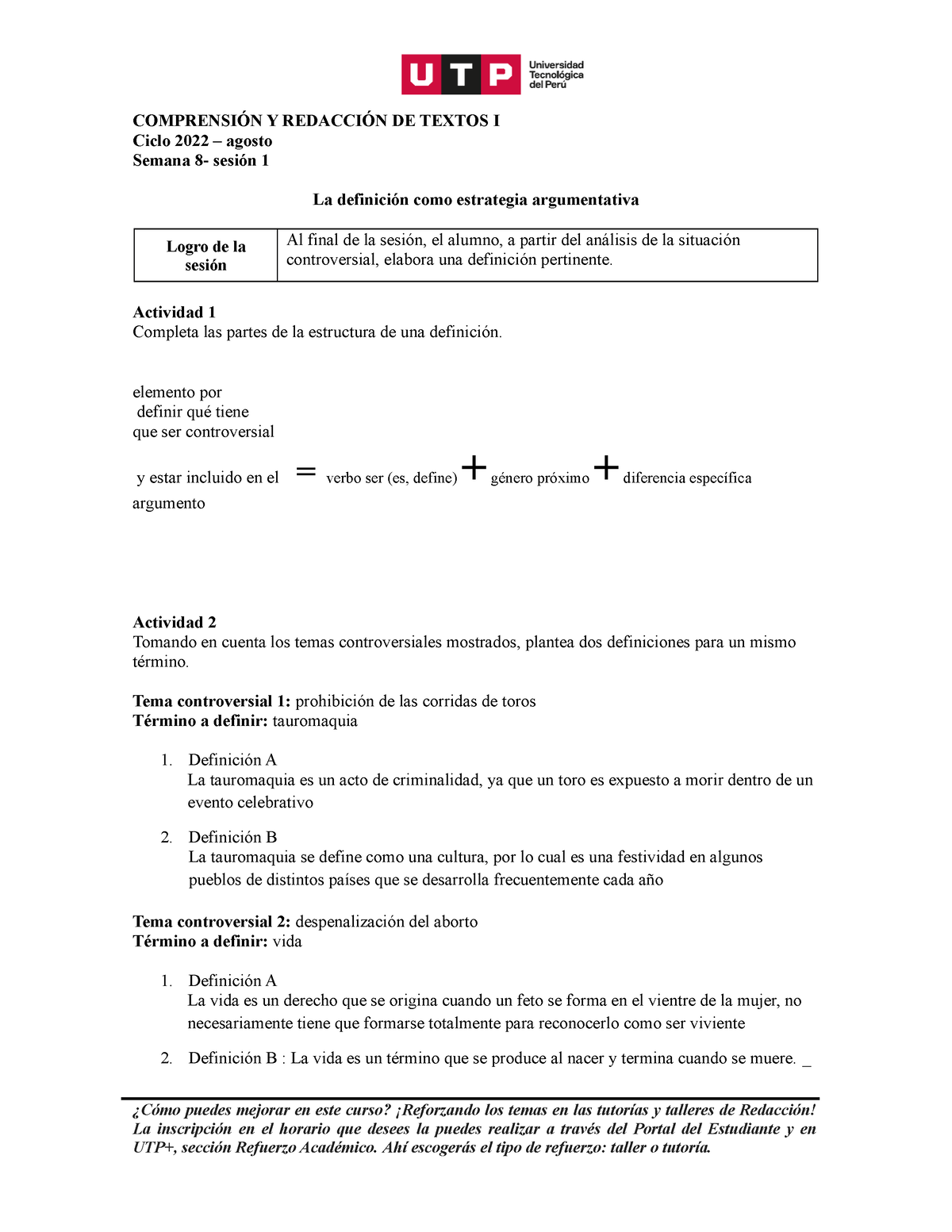 S08 - S08.s2 - COMPRENSIÓN Y REDACCIÓN DE TEXTOS I Ciclo 2022 – Agosto ...