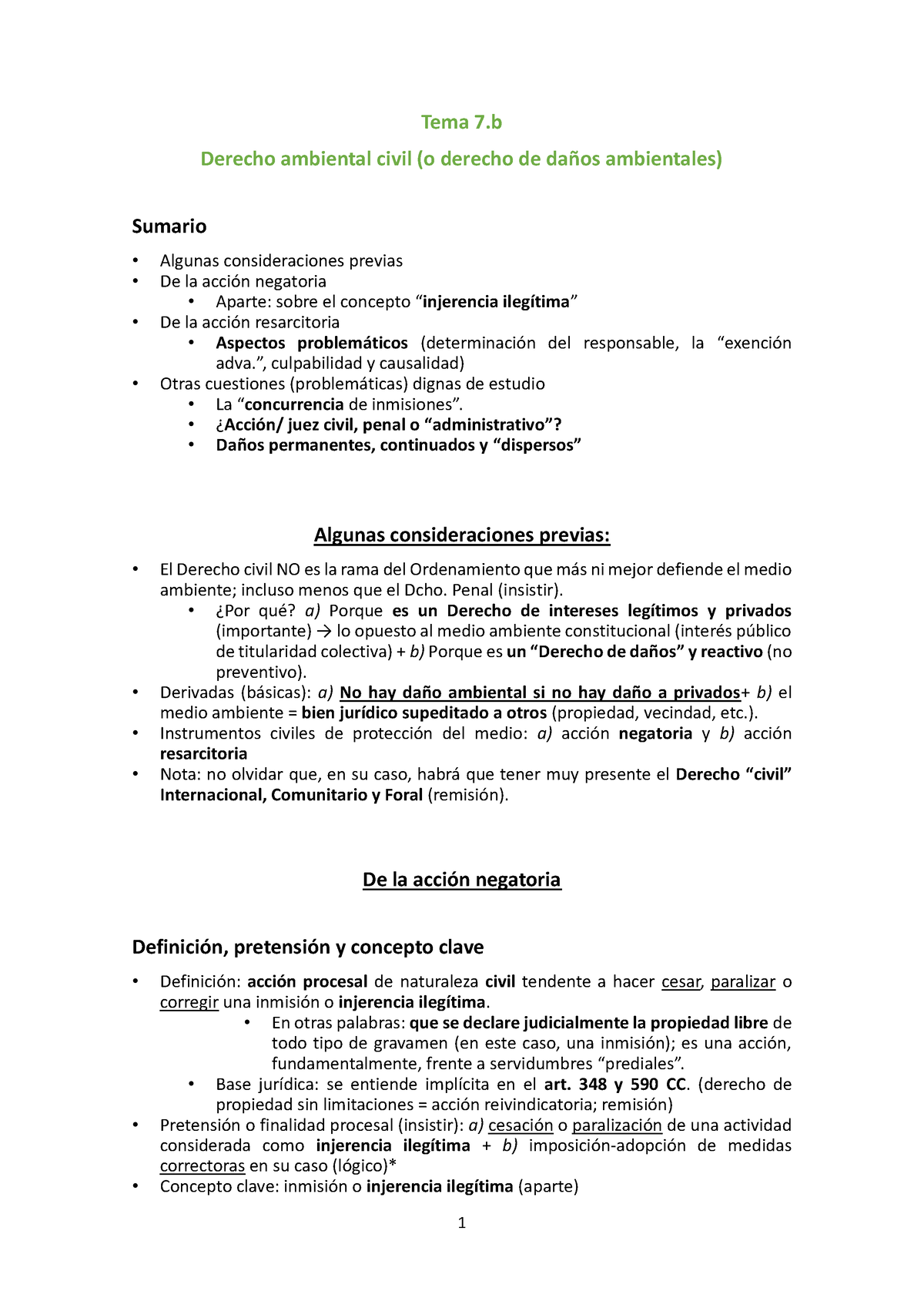 Tema 7.b - Derecho Del Medioambiente - Tema 7 Derecho Ambiental Civil ...