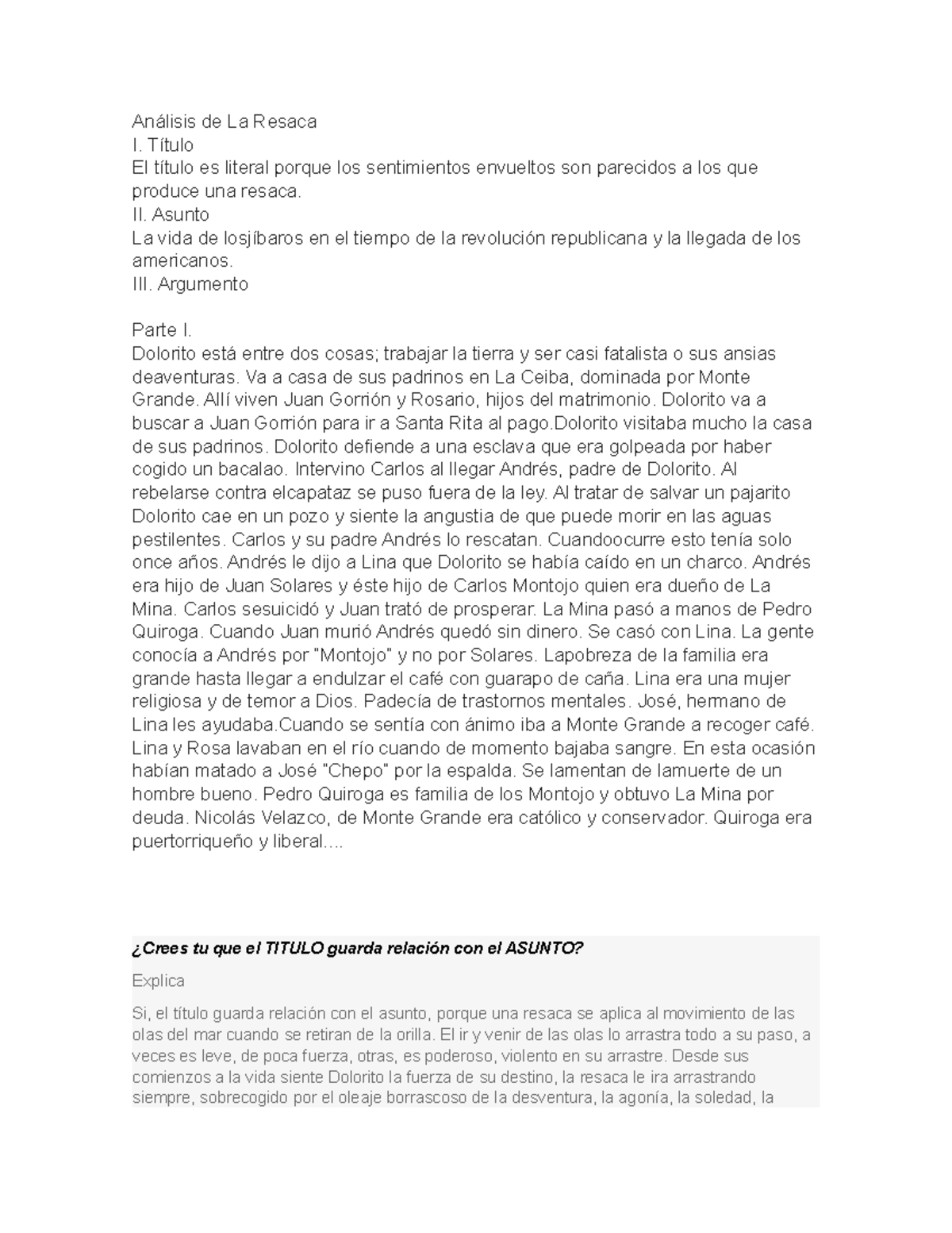 Analisis De La Resaca De La Resaca I El Es Literal Porque Los Sentimientos Envueltos Son Studocu