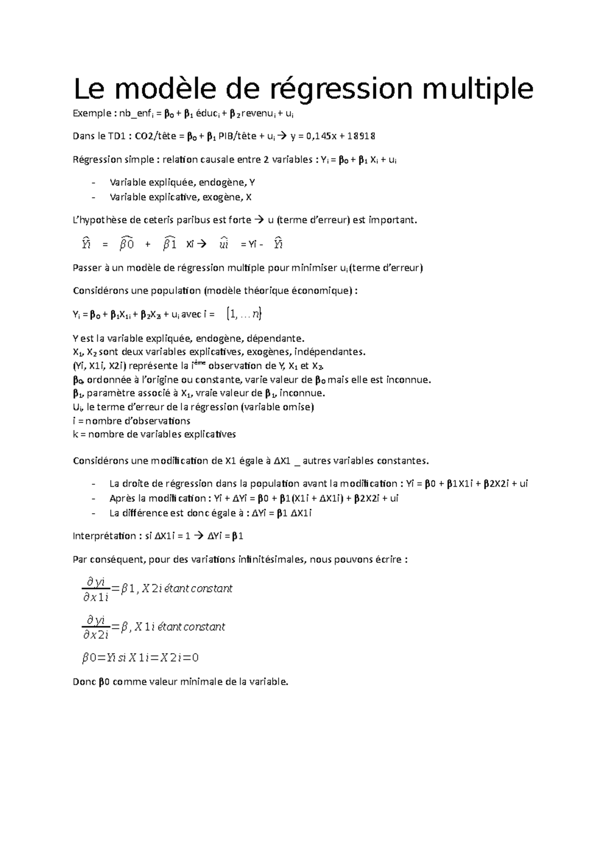 Modèle de régression multiple - Le modèle de régression multiple ...