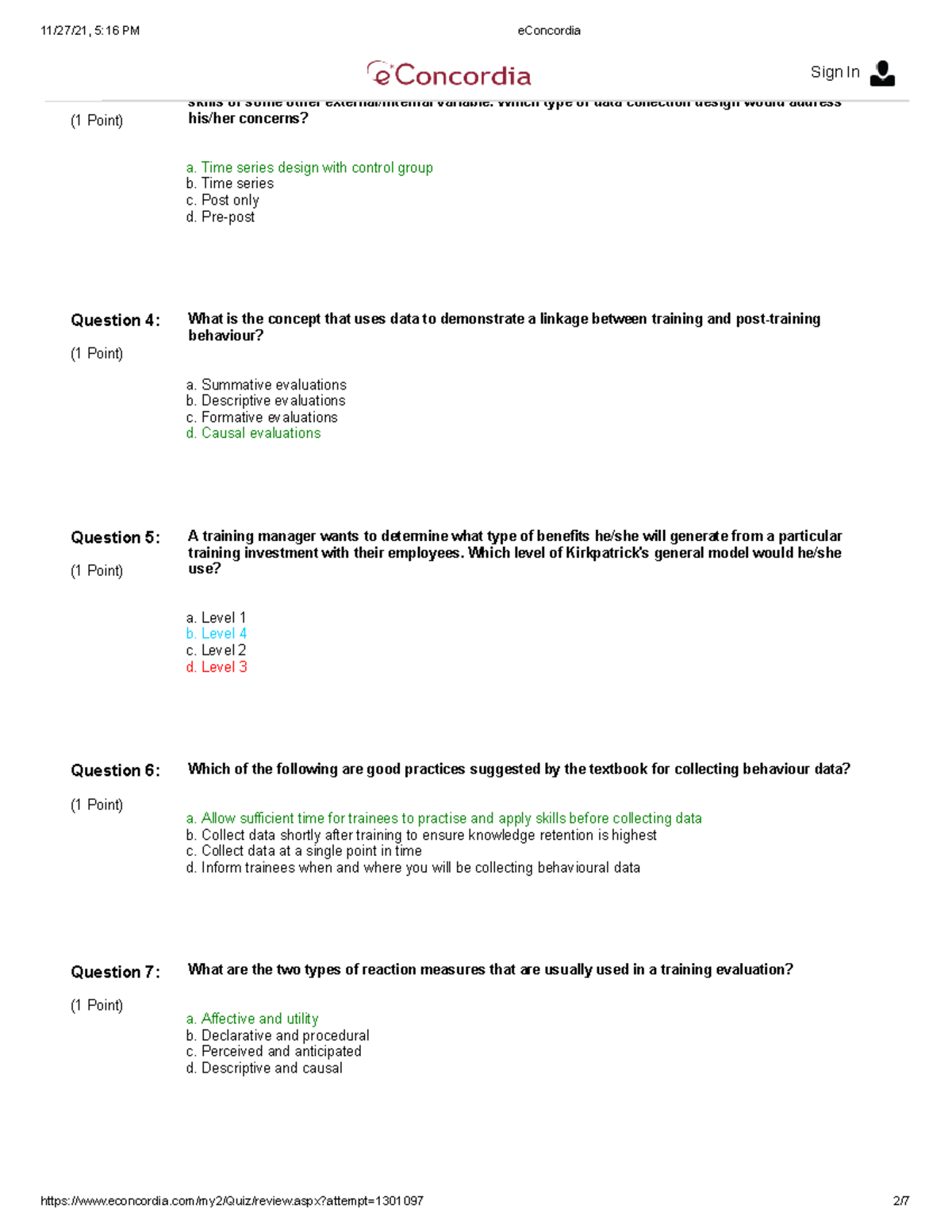 Introduction to training and development Quiz 3 2021 Question 3 (1