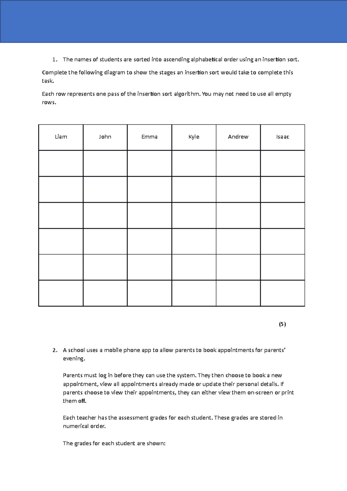 Sort and Search Worksheet - The names of students are sorted into ...