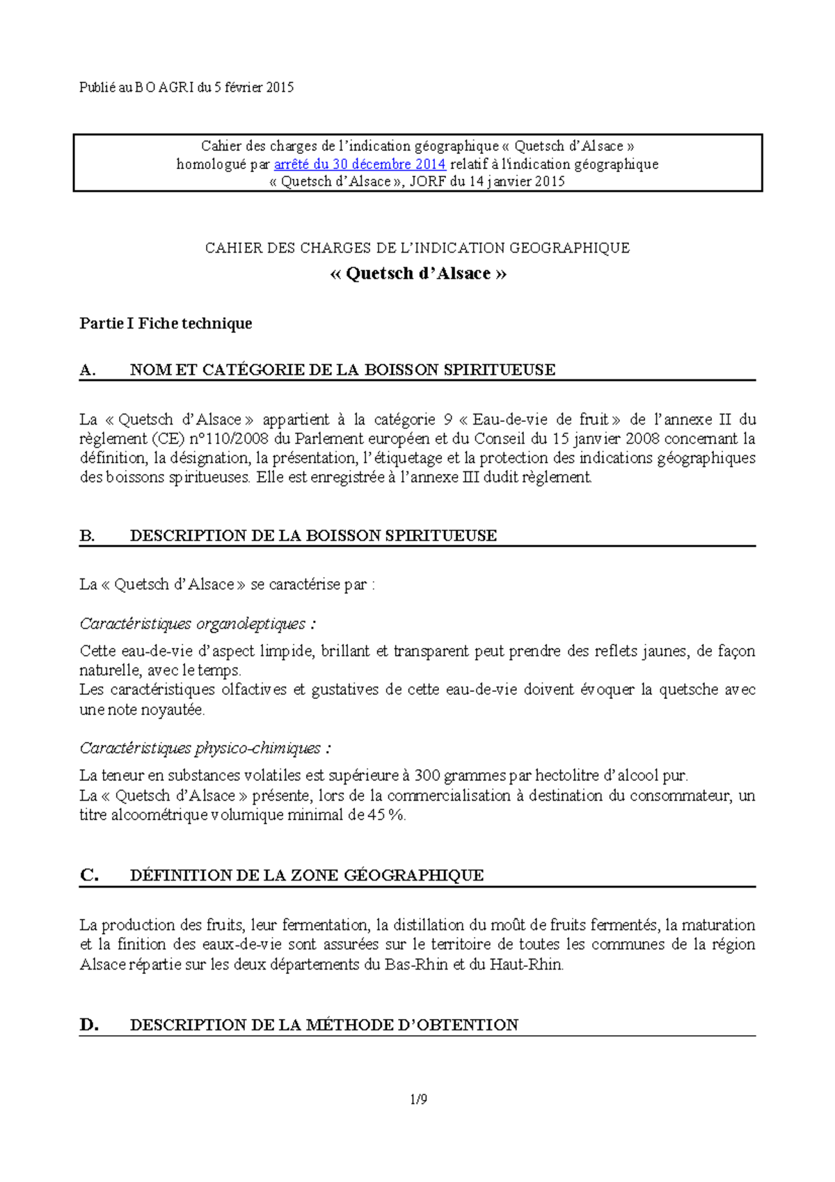 Cd C IG Quetsch Alsace BO - Cahier des charges de l’indication ...