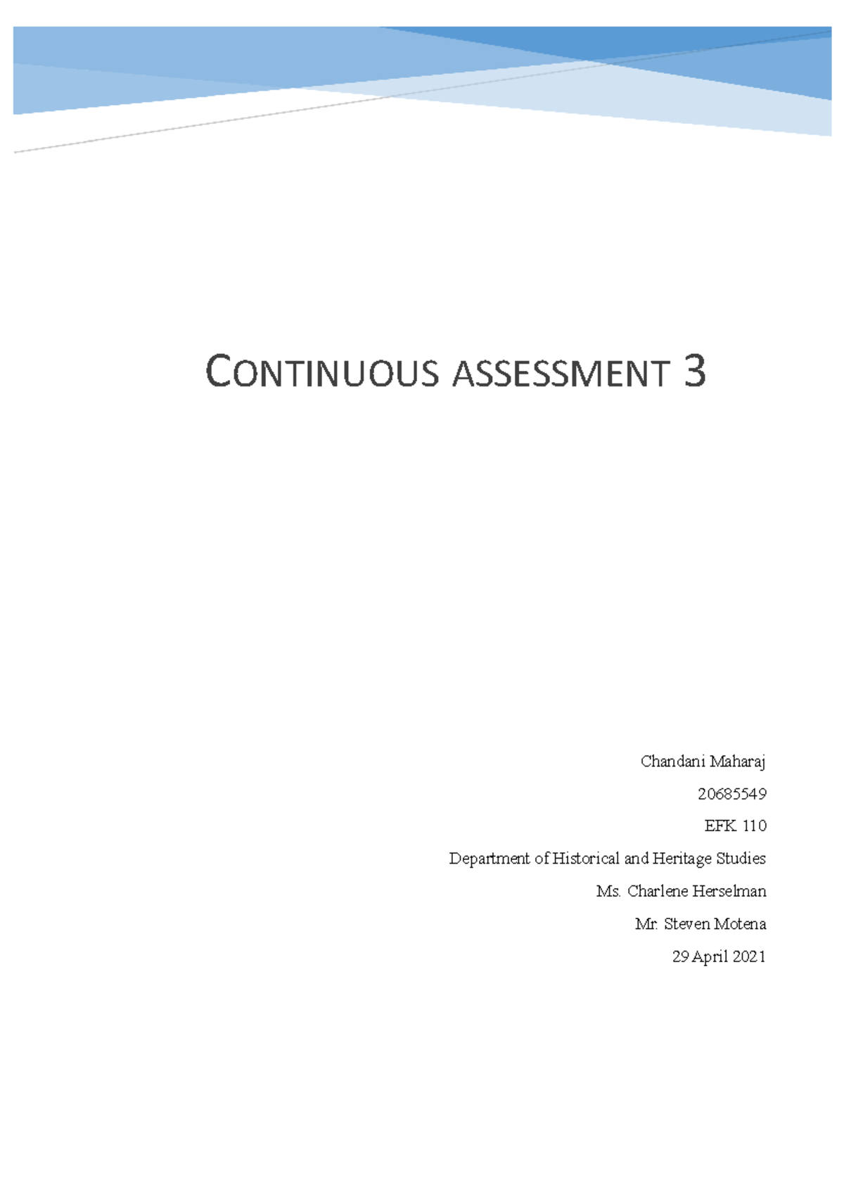 thesis on continuous assessment