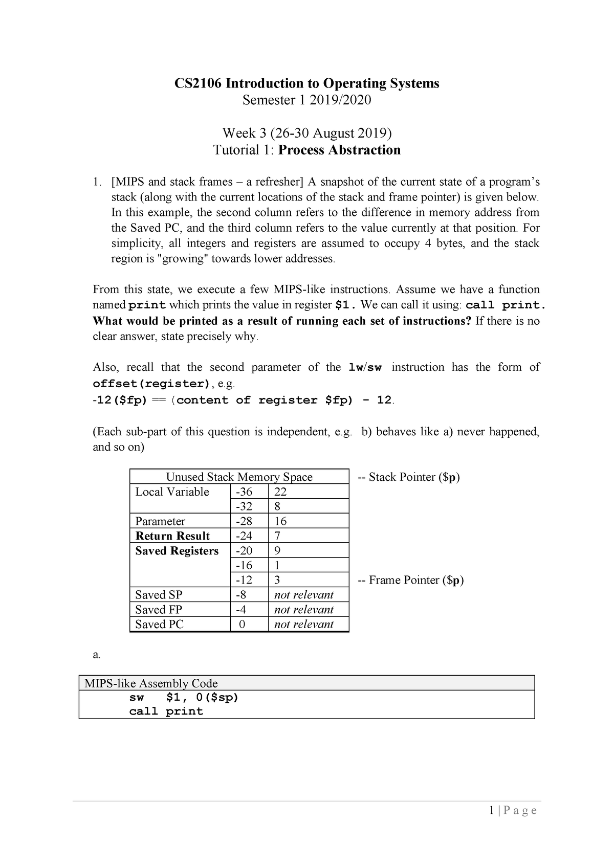 Sistem Operasi Tutorial 01 - CS2106 Introduction To Operating Systems ...