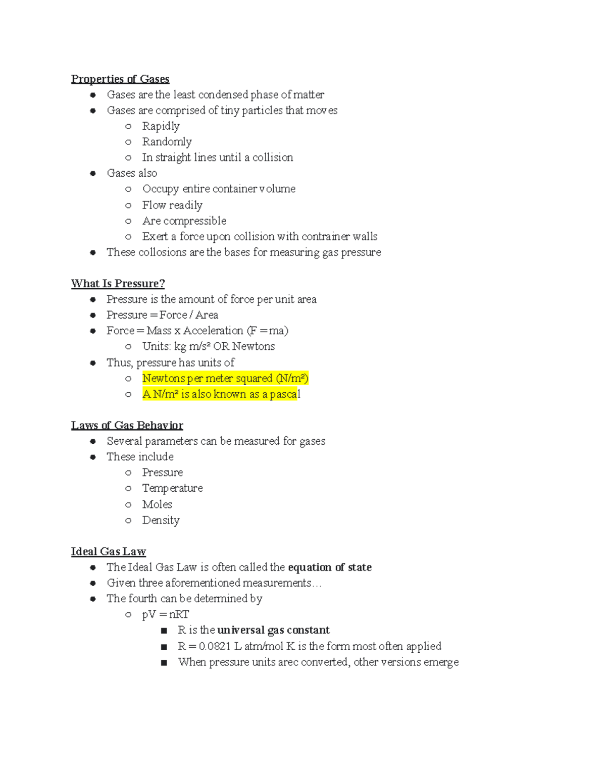 Gas Behavior Part 1 - Properties of Gases Gases are the least condensed ...