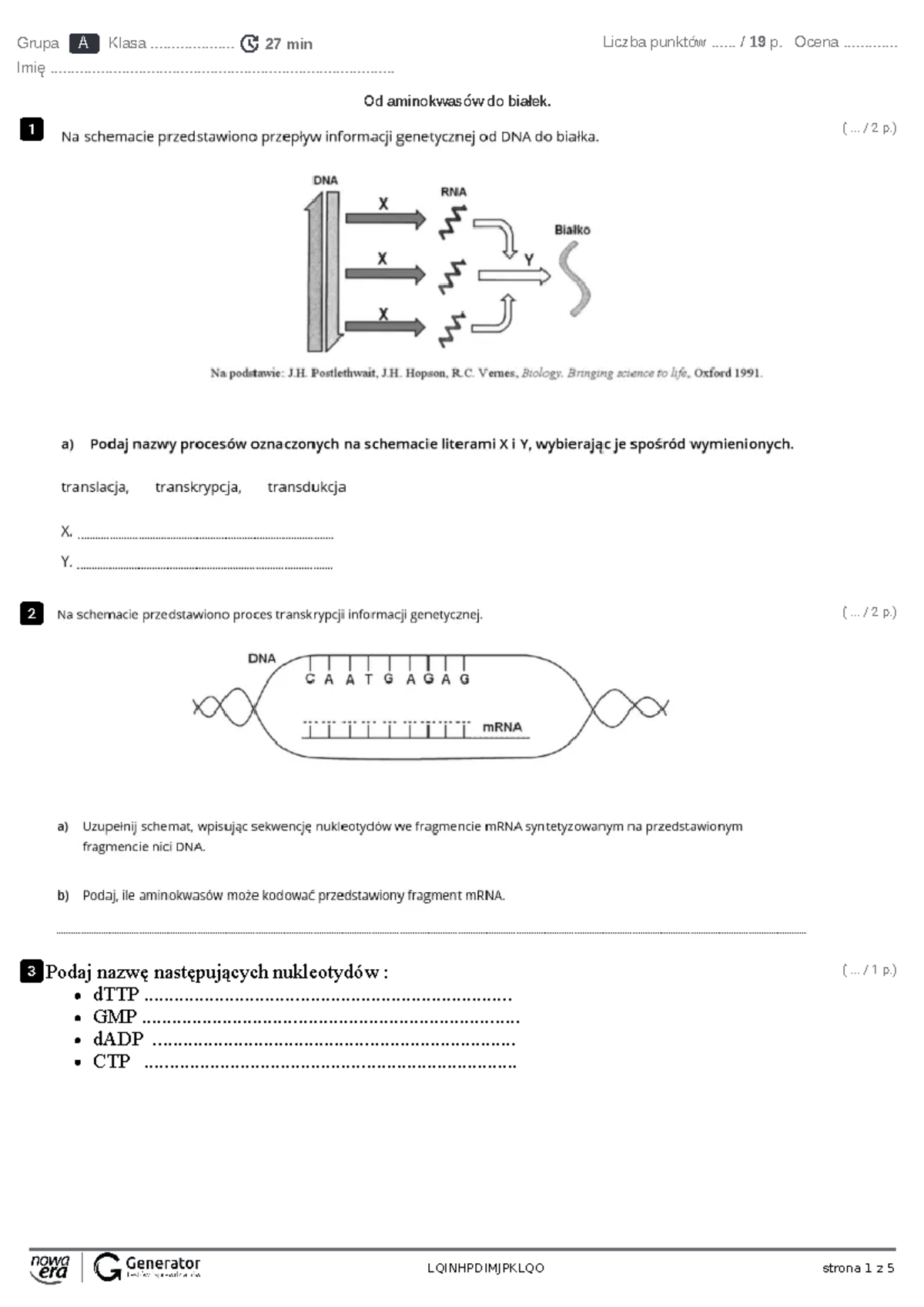 Sprawdzian Chemia Nowa Era Aminokwasy Białka Cukry www.studocu.com