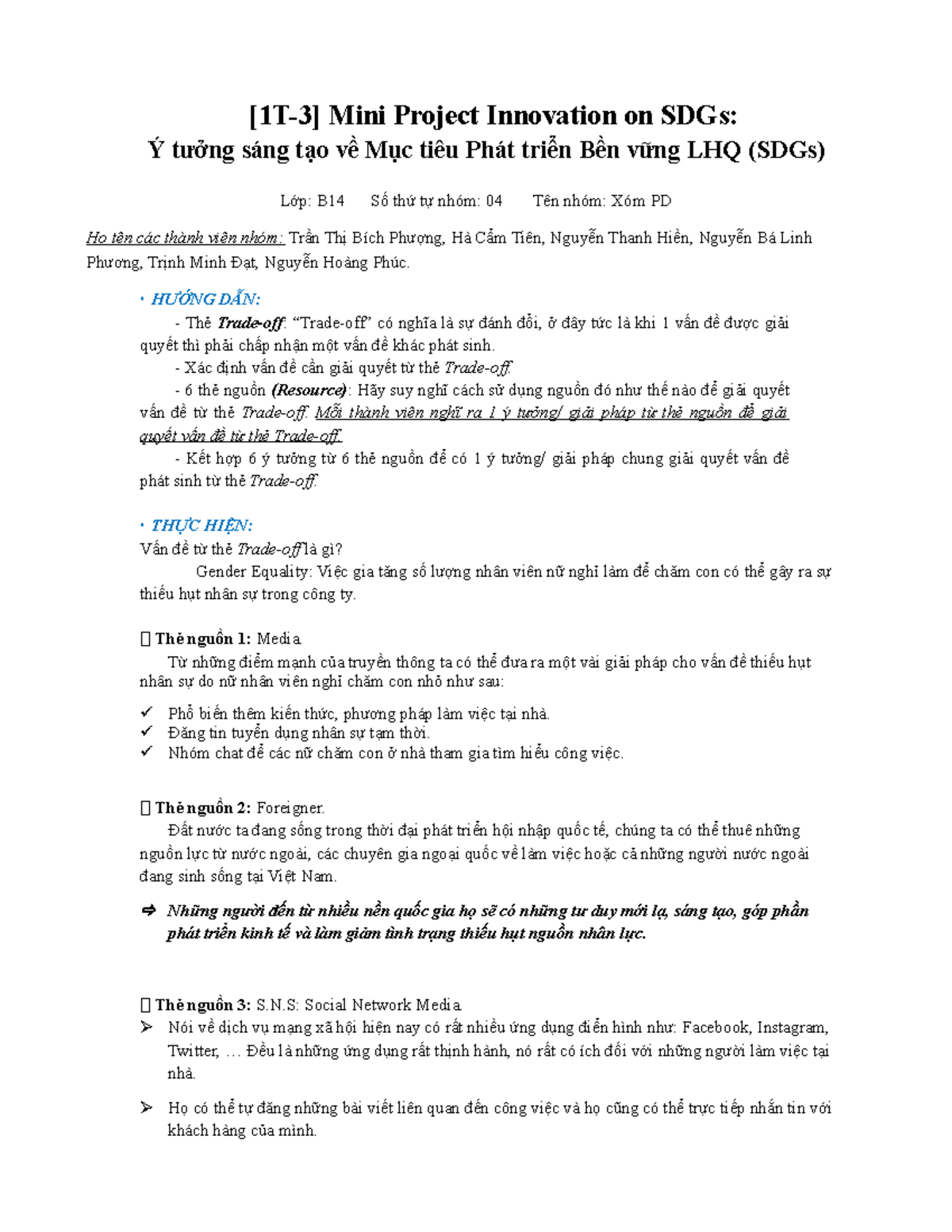 [1T-3] Xóm PD - Assignment - [1T-3] Mini Project Innovation on SDGs: Ý ...