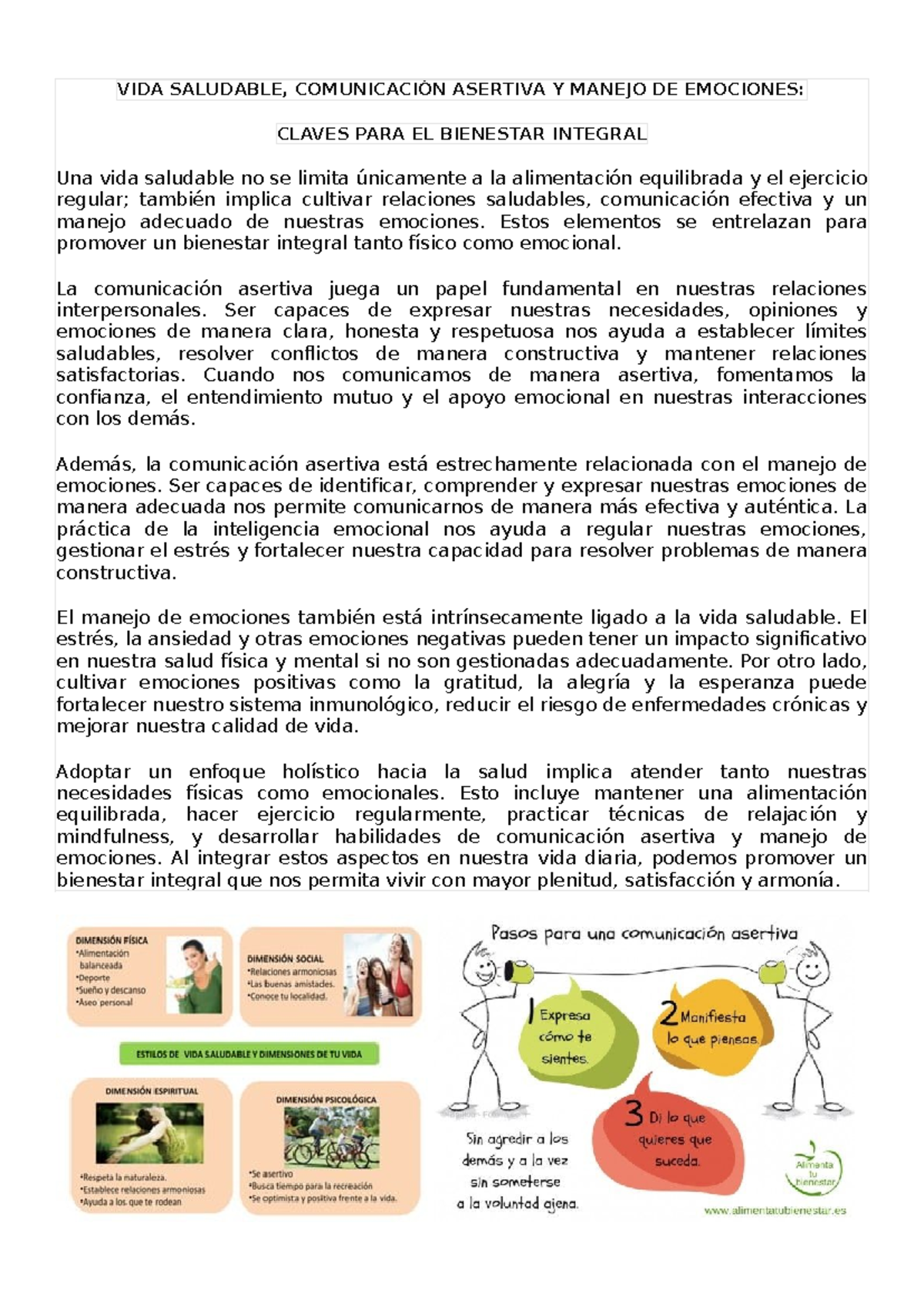 Vida Saludable y Manejo de Emociones - VIDA SALUDABLE, COMUNICACIÓN ...