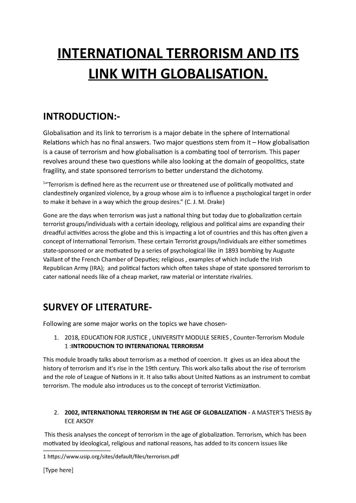 globalization terrorism essay