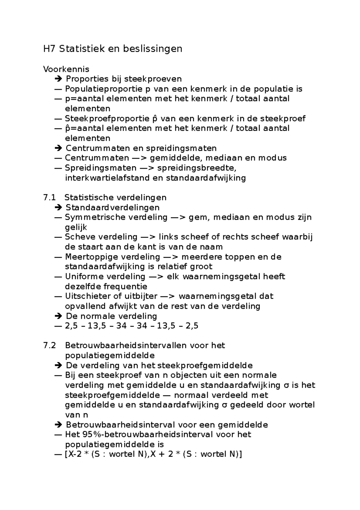 H7 Overzicht Theorie Getal En Ruimte - H7 Statistiek En Beslissingen ...