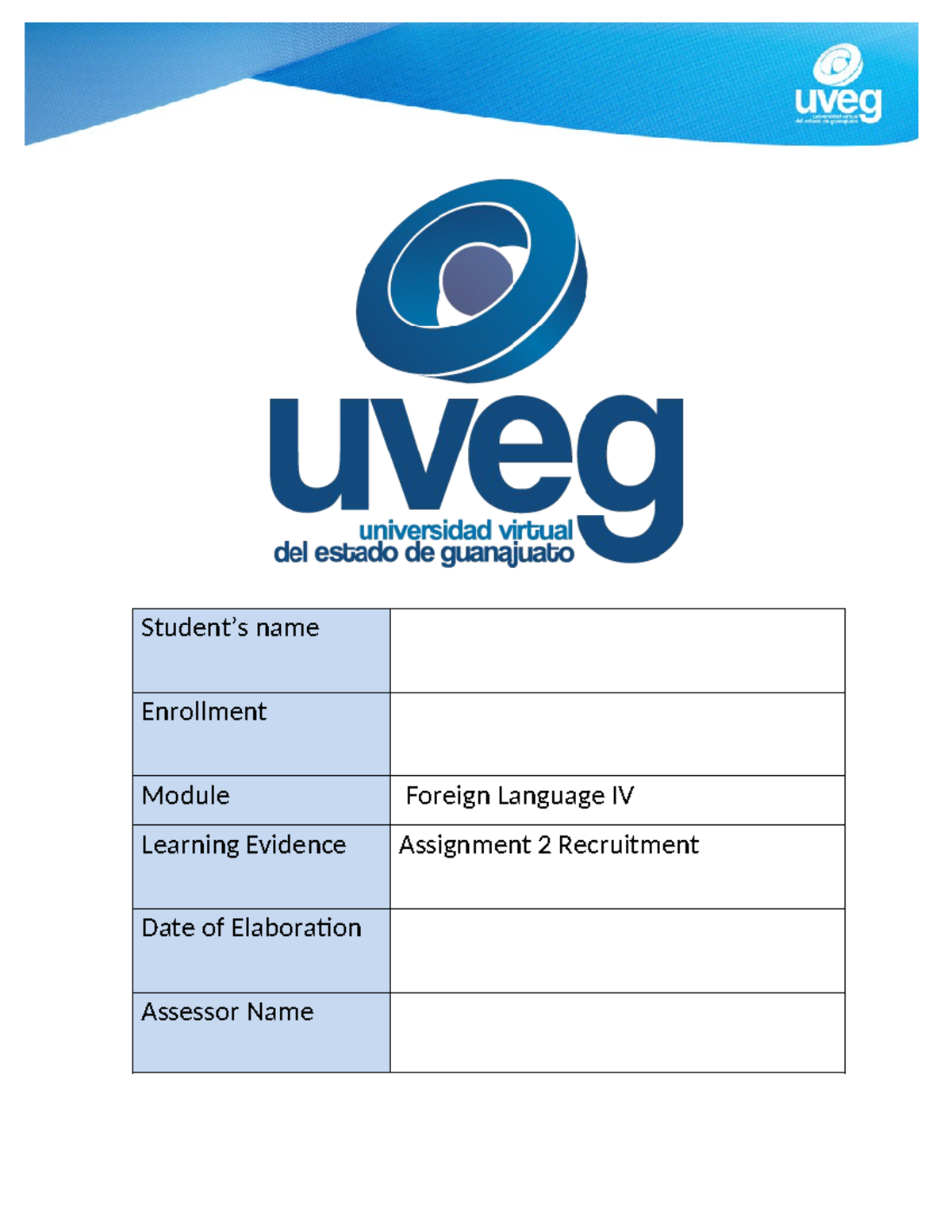 Assignment 2 Template - Student’s name Enrollment Module Foreign ...