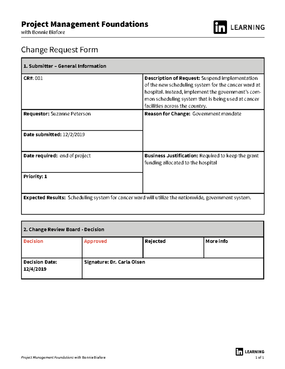 Chapter 03 CR Form - Best Estimate Solution - Project Management ...