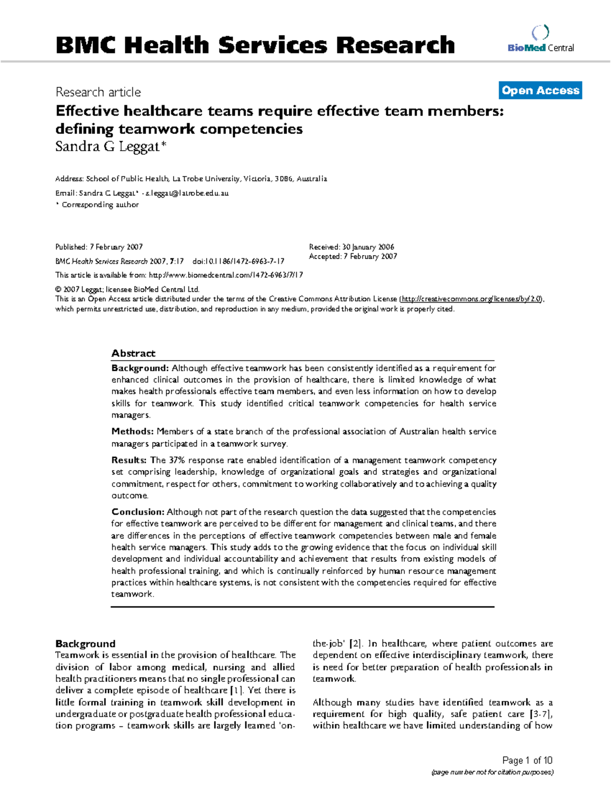 Health Services Research BioMed Central Page 1 Of 10 BMC Health 