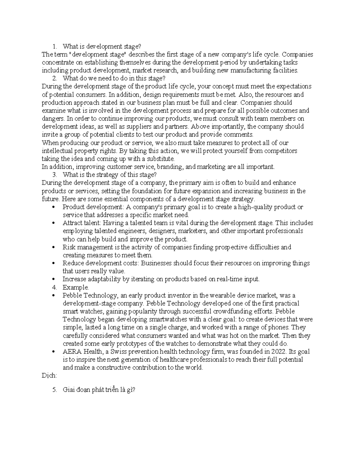 THUYẾT Trình COB - 1. What is development stage? The term 