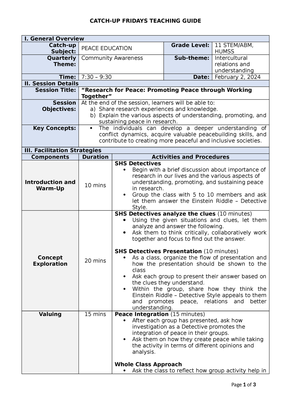 TG Catch Up Friday Research CATCHUP FRIDAYS TEACHING GUIDE I