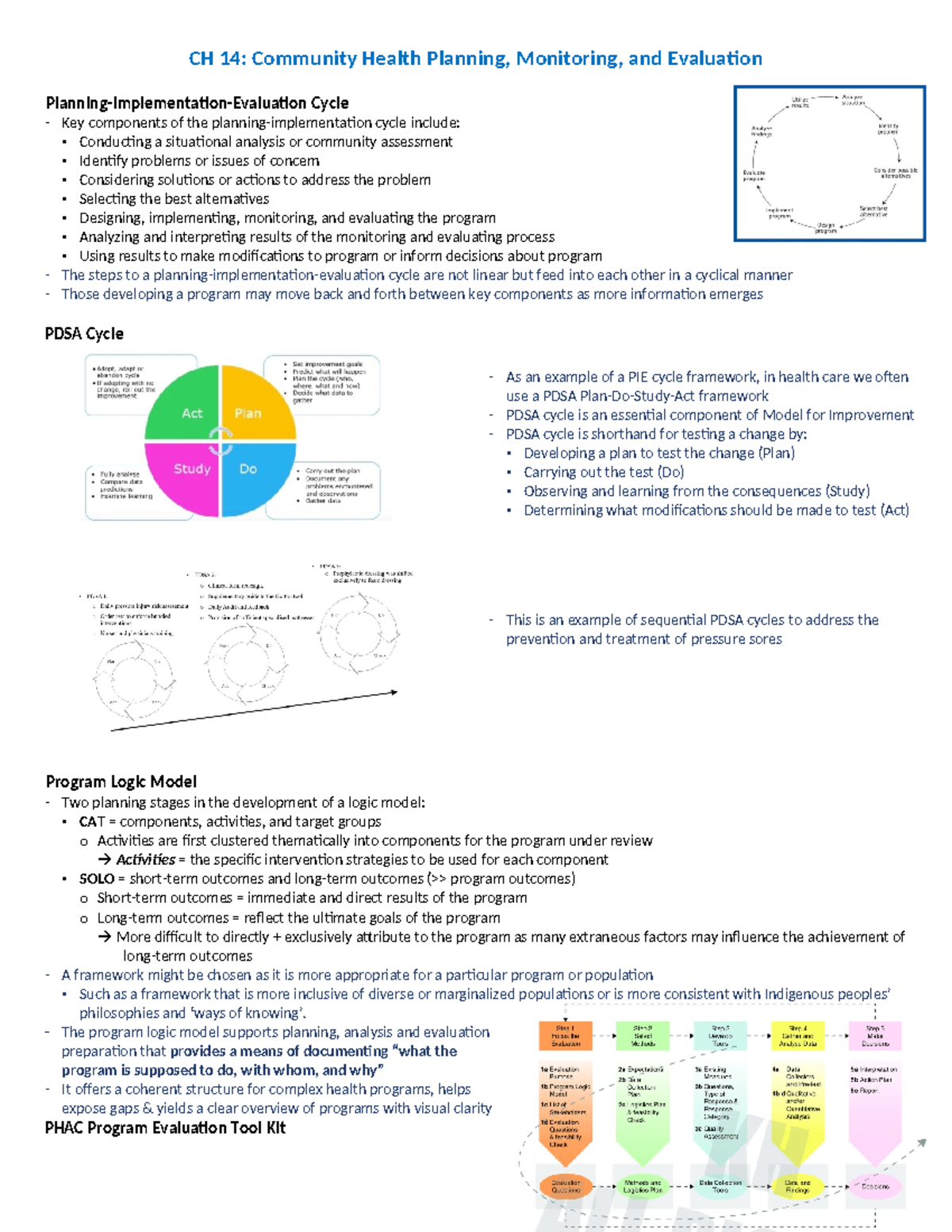 Study Notes - CH 14 + CH 29 - CH 14: Community Health Planning ...