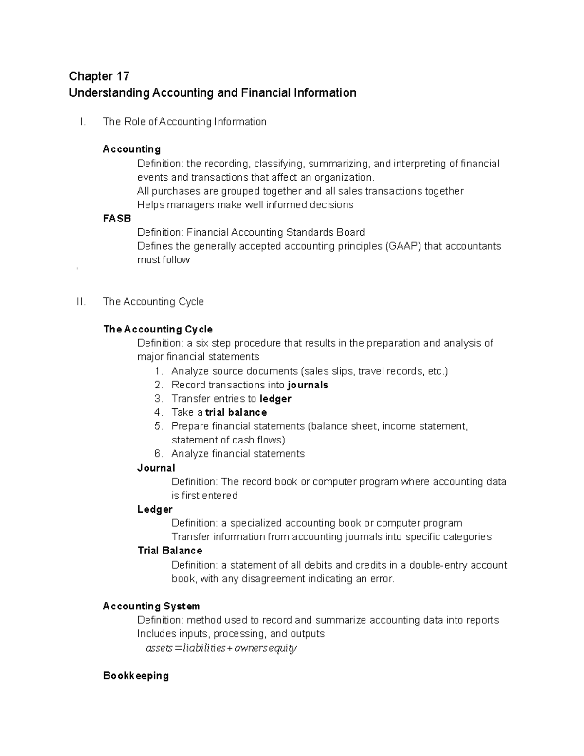 Accounting and Financial Chapter 17 - Chapter 17 Understanding ...