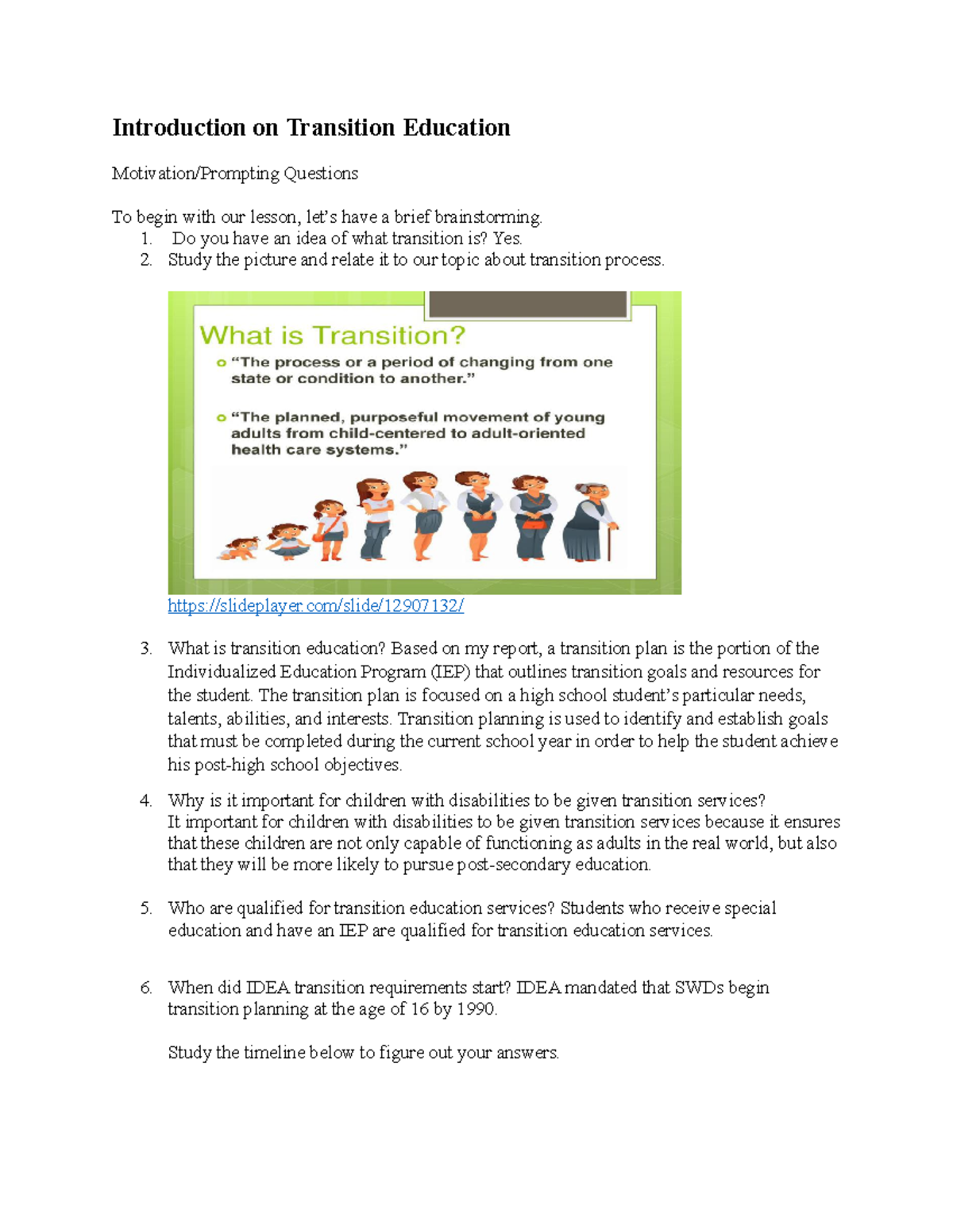 Introduction on Transition Education - Introduction on Transition ...
