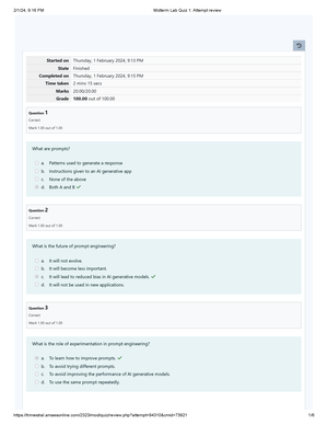 Ugrd-ai6100 Ai - Prompt Engineering - Prelim Lab Quiz 2 2024 - Started 