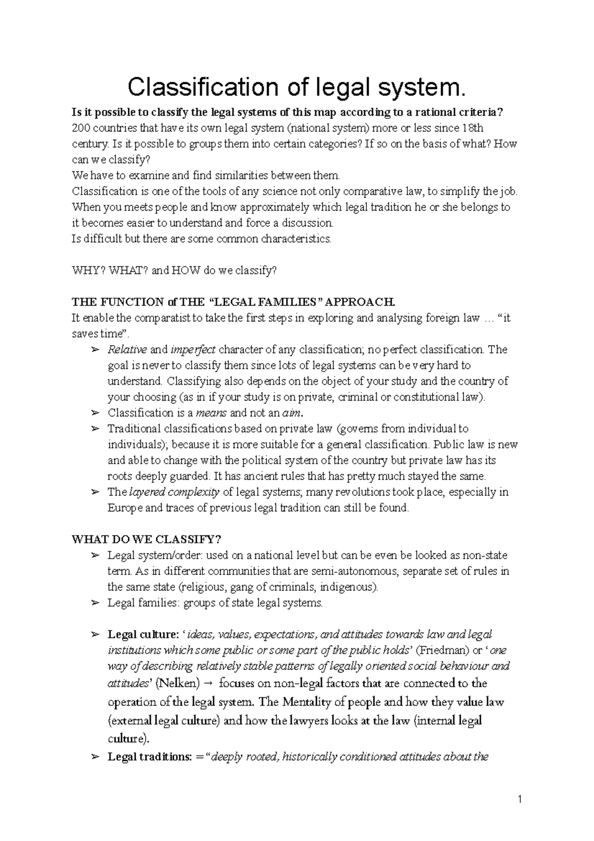 L2 - Classification of legal systems - Is it possible to classify the ...