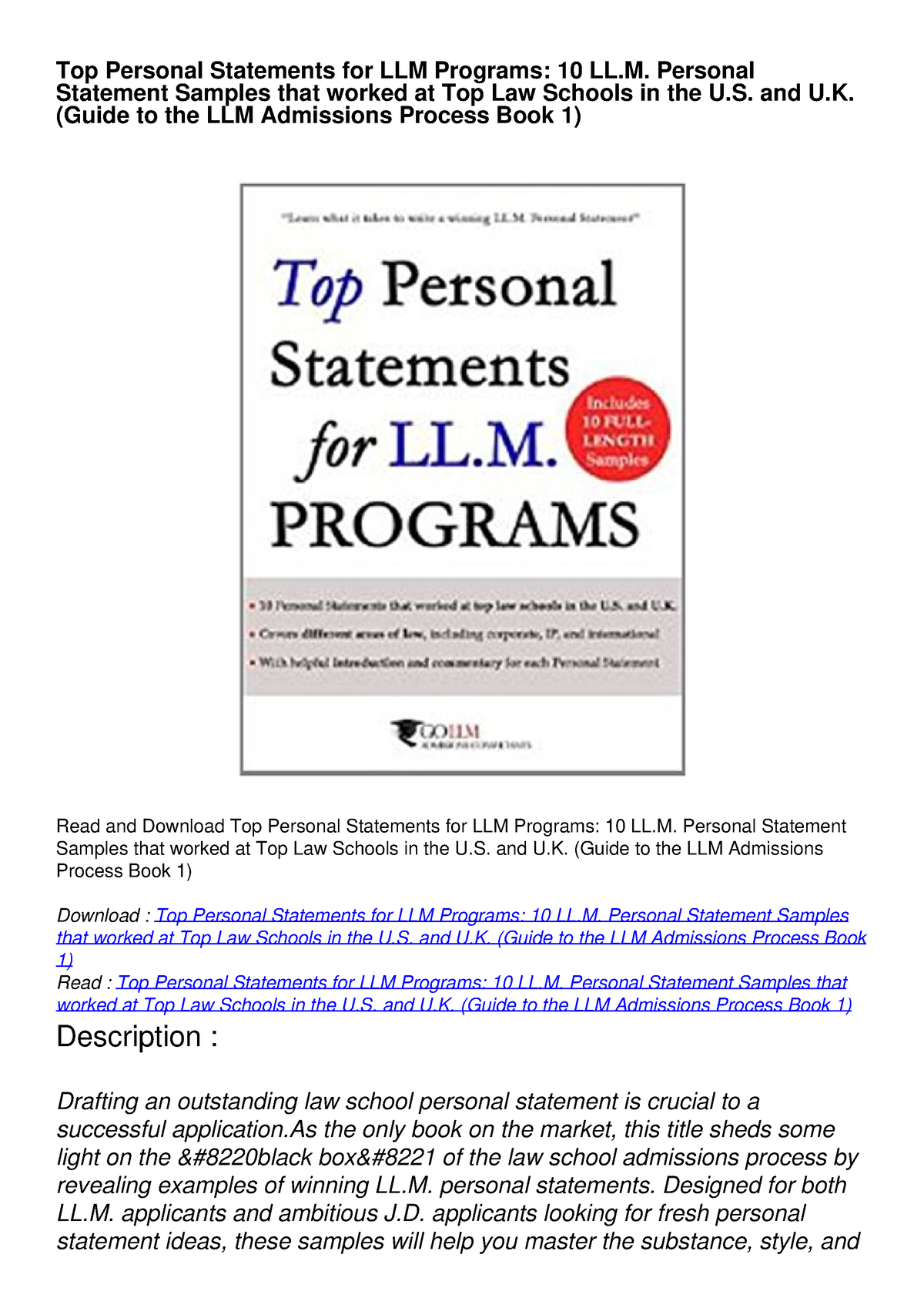 personal statement samples for llm