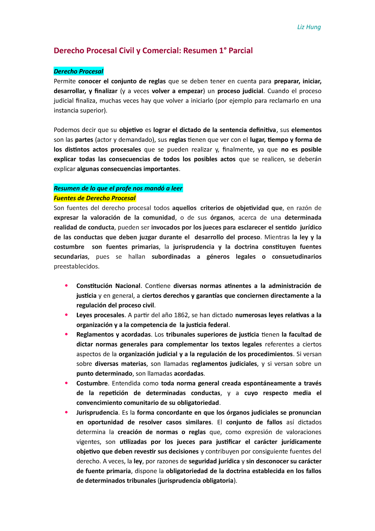 DPCy C - Resumen 1° Parcial - Derecho Procesal Civil Y Comercial ...