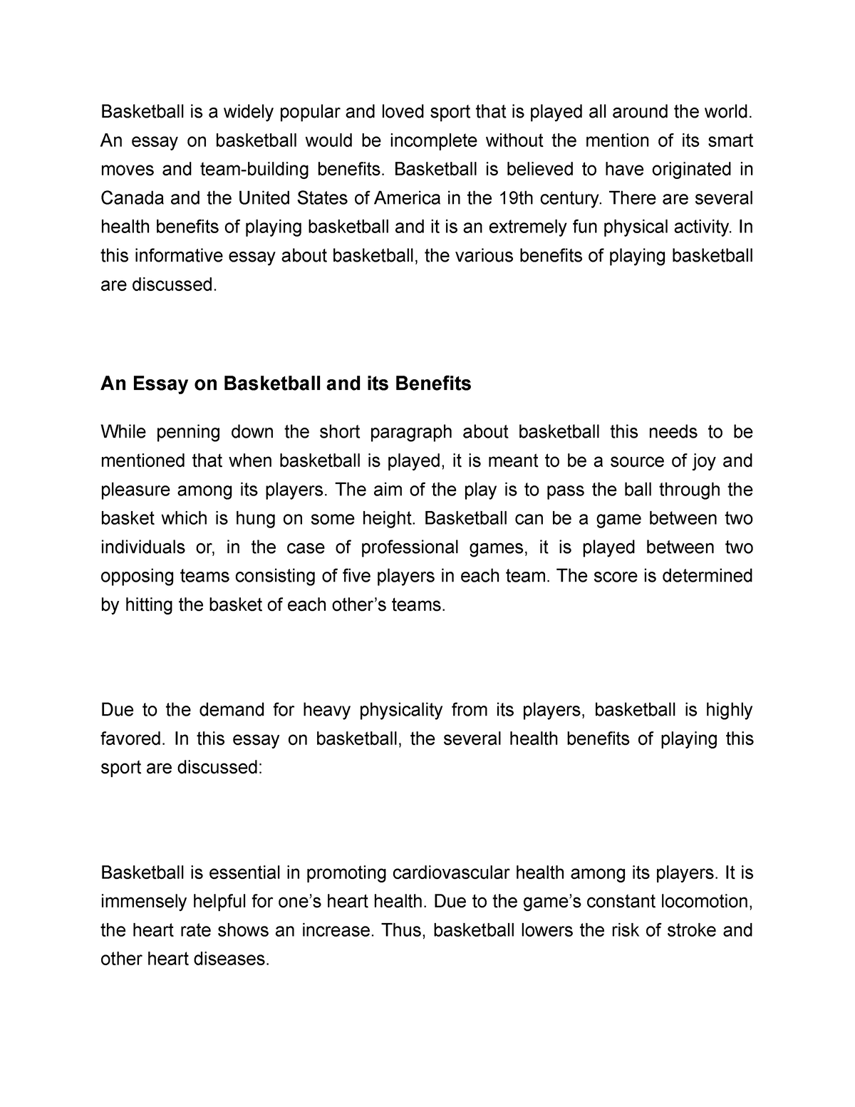 essay about basketball court
