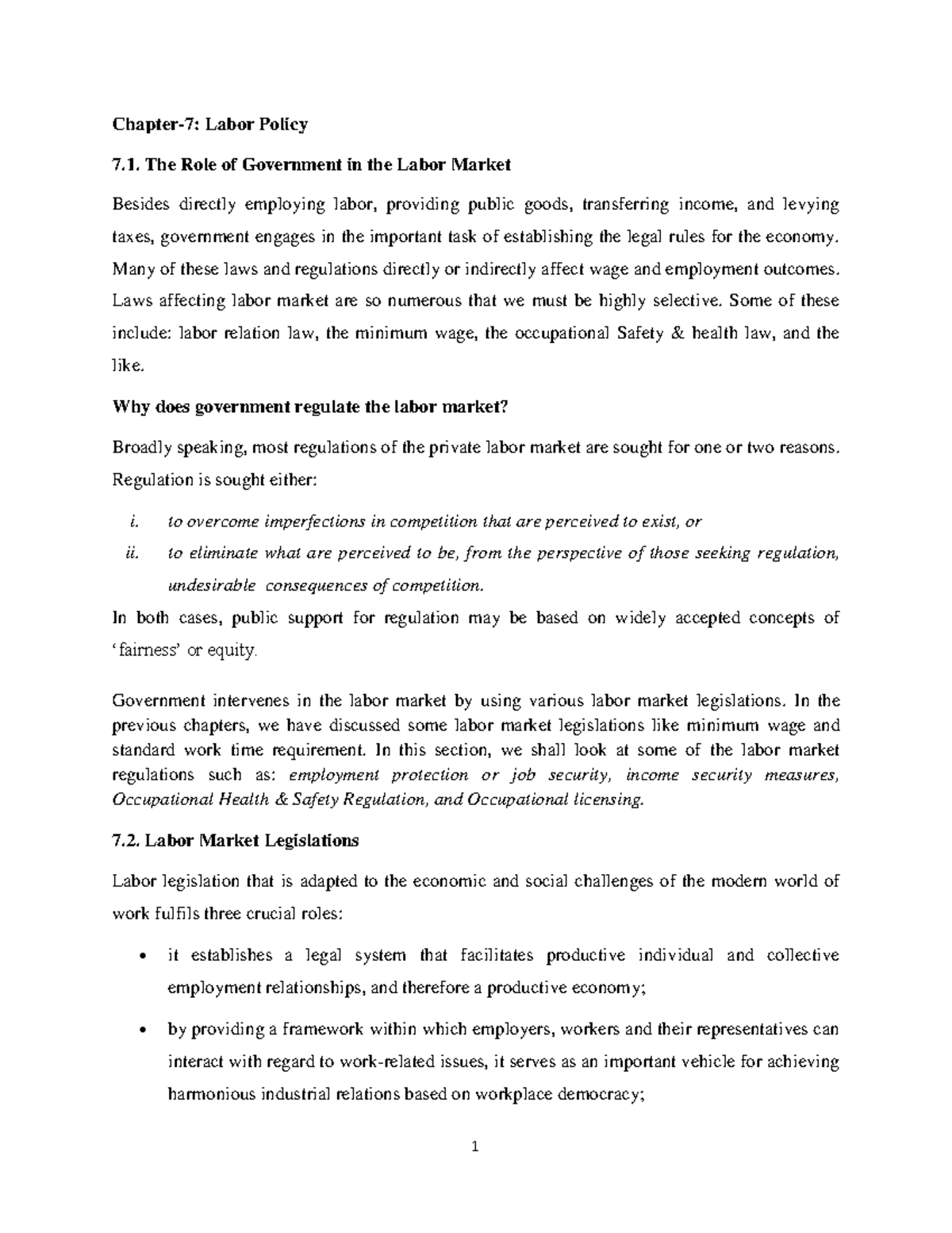 Labor Economic-Ch-7-Labor Policy-final version - Chapter-7: Labor ...