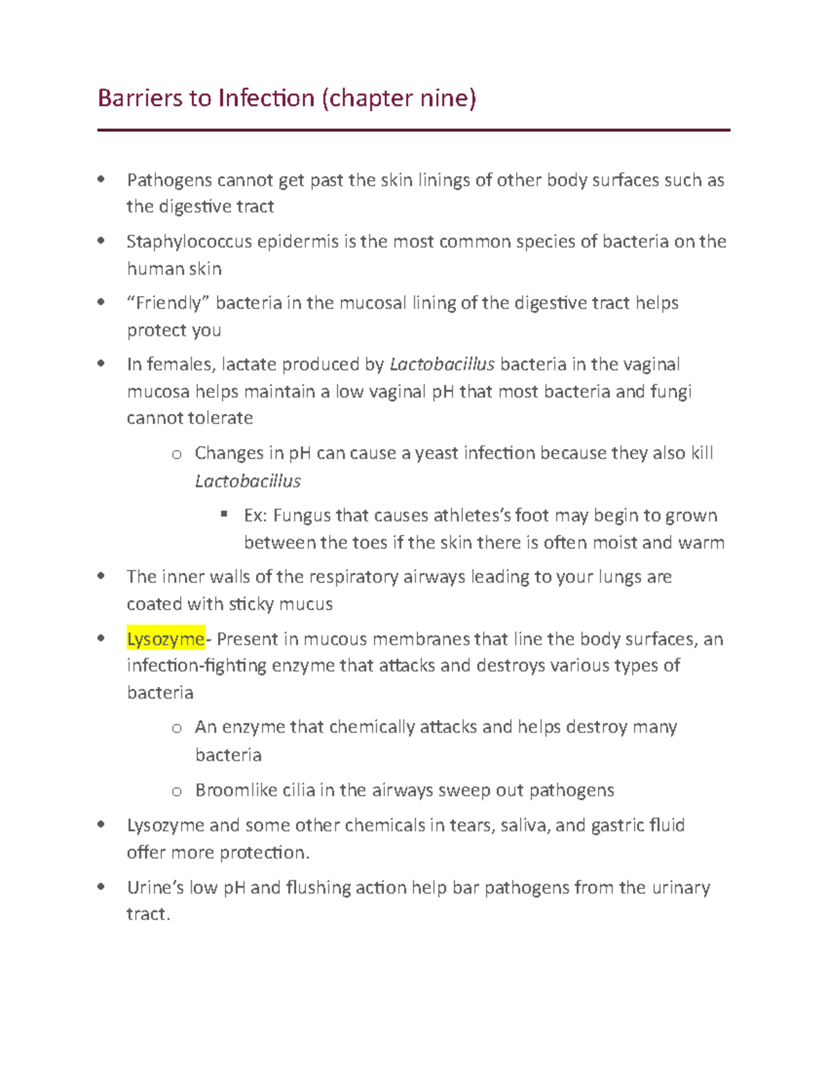 Barriers to Infection Chapter nine - Barriers to Infection (chapter ...