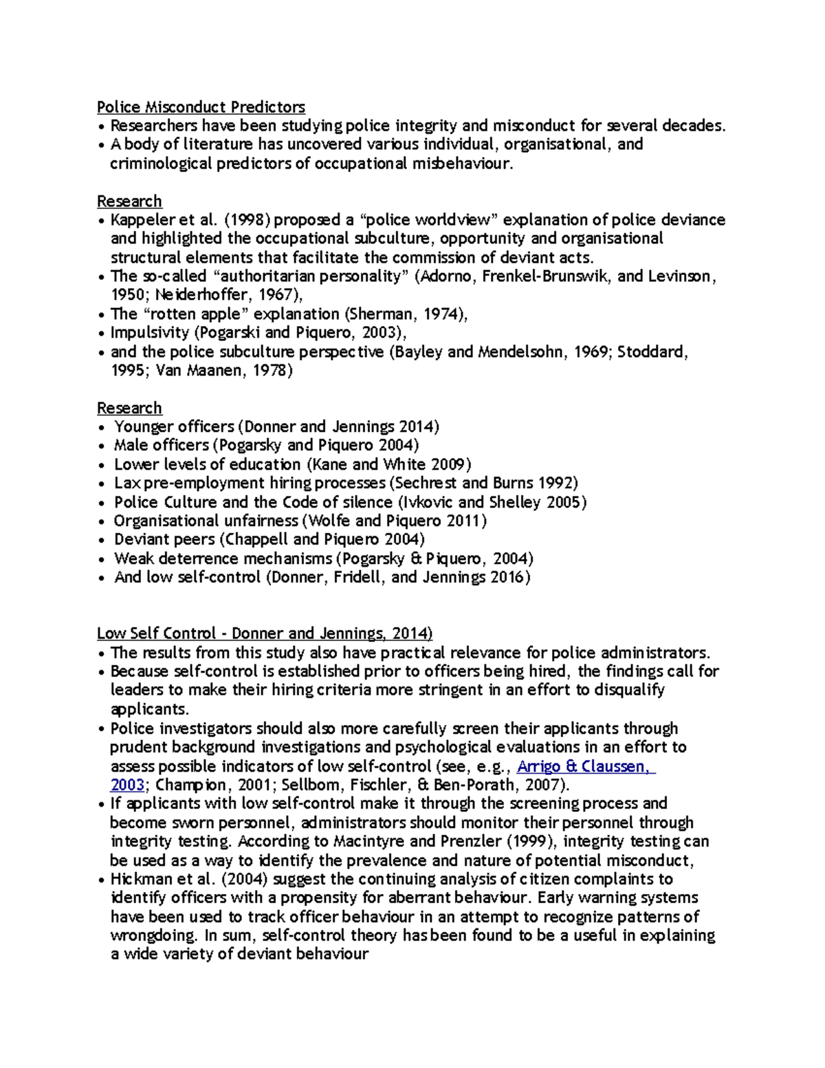 Police Misconduct Predictors - Police Misconduct Predictors Researchers