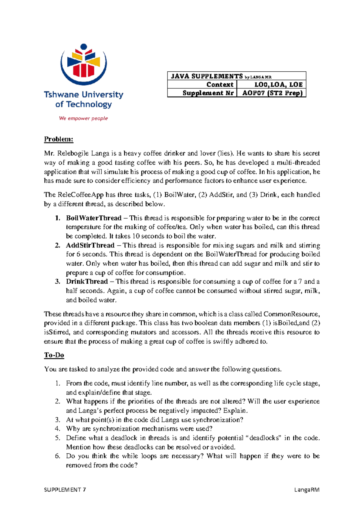 JAVA Supplements - Exercise 7d (ST2 Prep)-1 - SUPPLEMENT 7 LangaRM JAVA ...