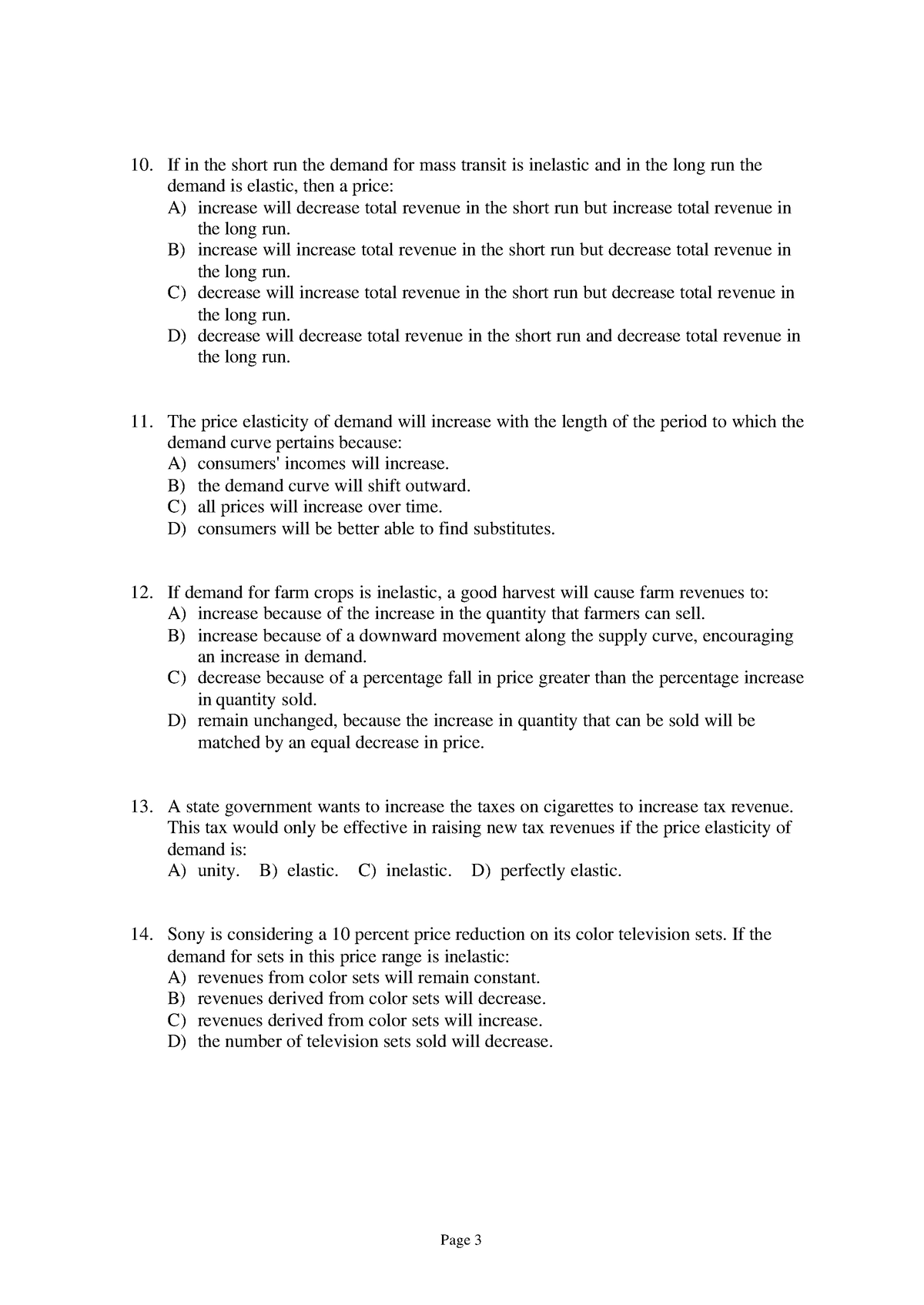 Elasticities and Applications - Page 3 If in the short run the demand ...