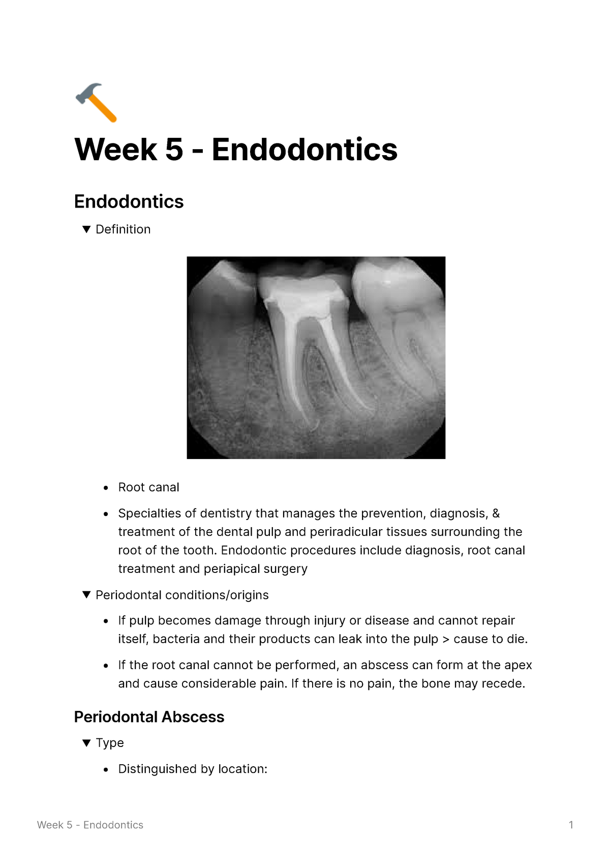 Week 5 Endodontics Endodontic surgery 🔨 Week 5 Endodontics