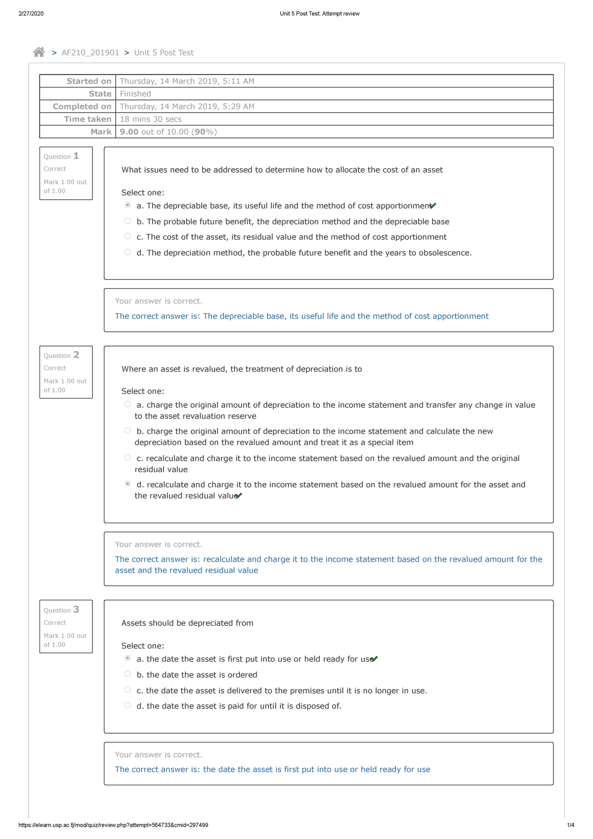Unit 5 Post Test Attempt Review Question 1 Correct Mark 1 Out Of 1
