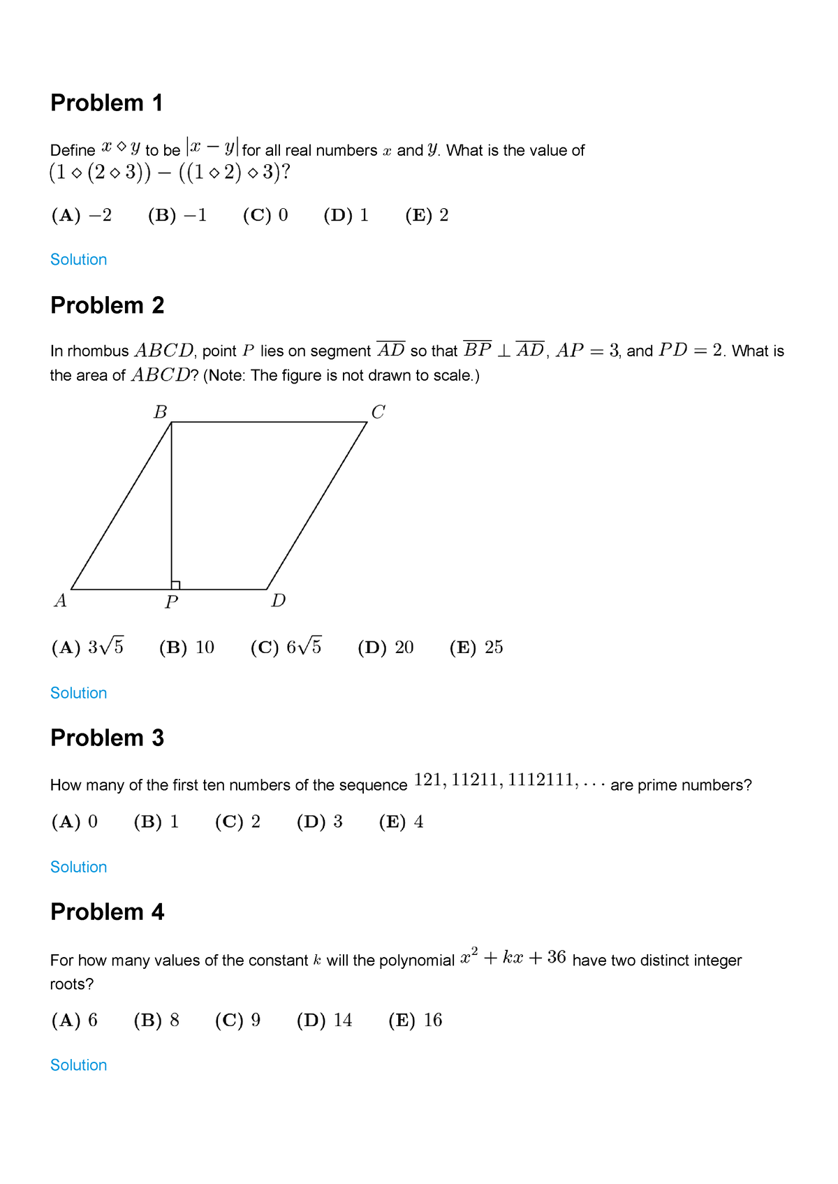 2022 AMC 12B Problems Problem 1 Define to be for all real numbers and