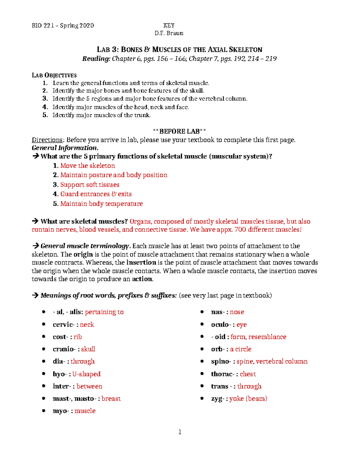 BIO 221 lab 3 - bones & muscles of the axial skeleton (Spring 2020)(KEY ...