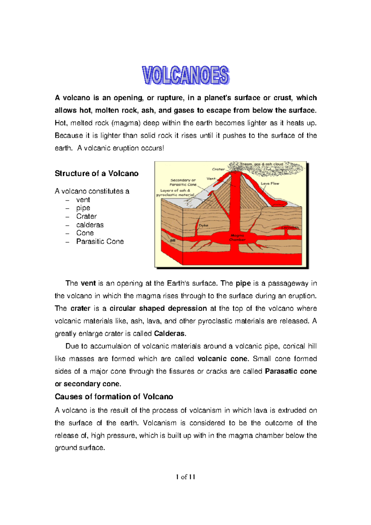 Volcano - Copy - A volcano is an opening, or rupture, in a planet's ...
