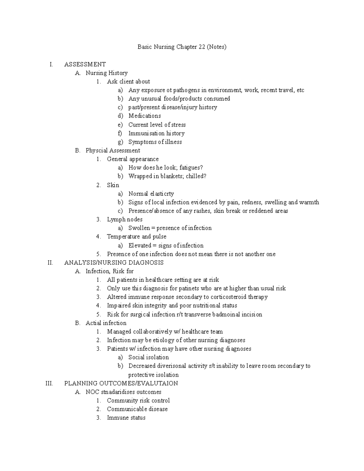 Basic Nursing Chapter 22 (Notes) - Basic Nursing Chapter 22 (Notes) I ...