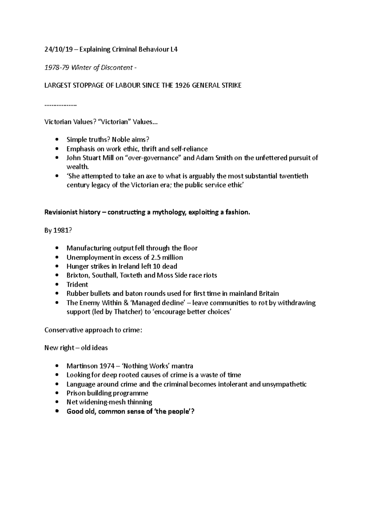 Explaining Criminal Behaviour - Lecture 4 - 24/10/19 – Explaining ...