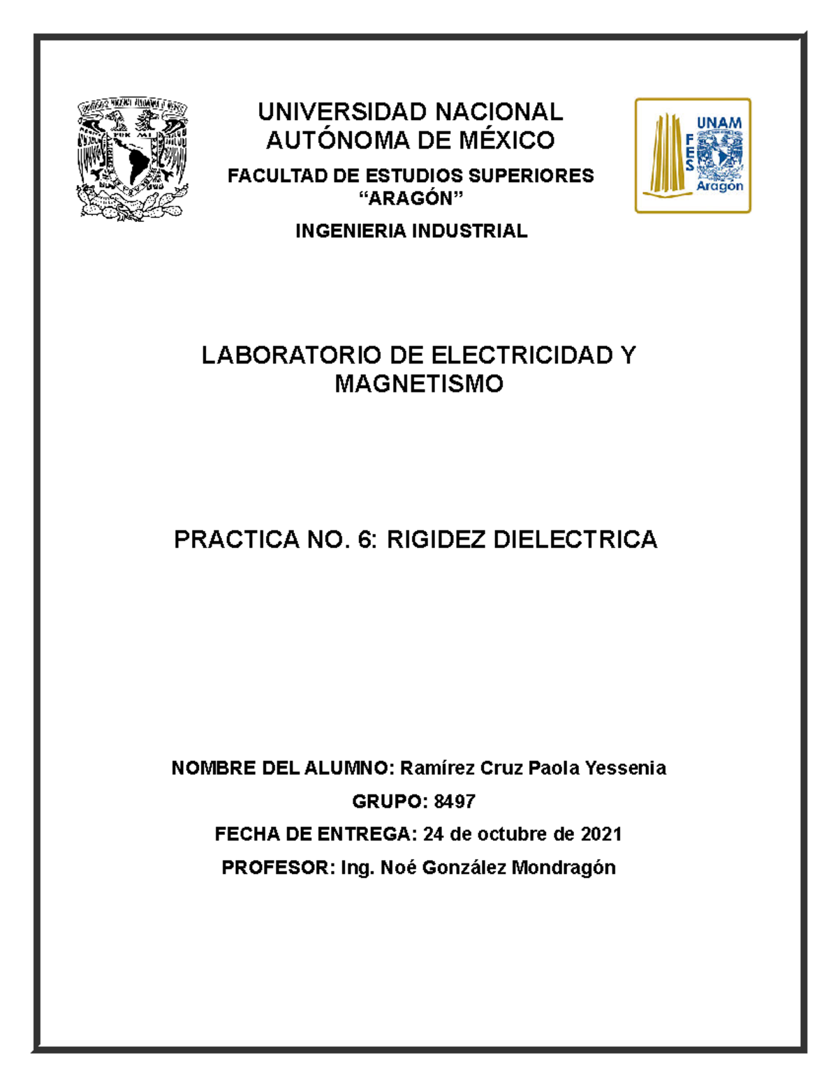 Practica 6 -EyM - Electricidad Y Magnetismo - UNAM - Studocu