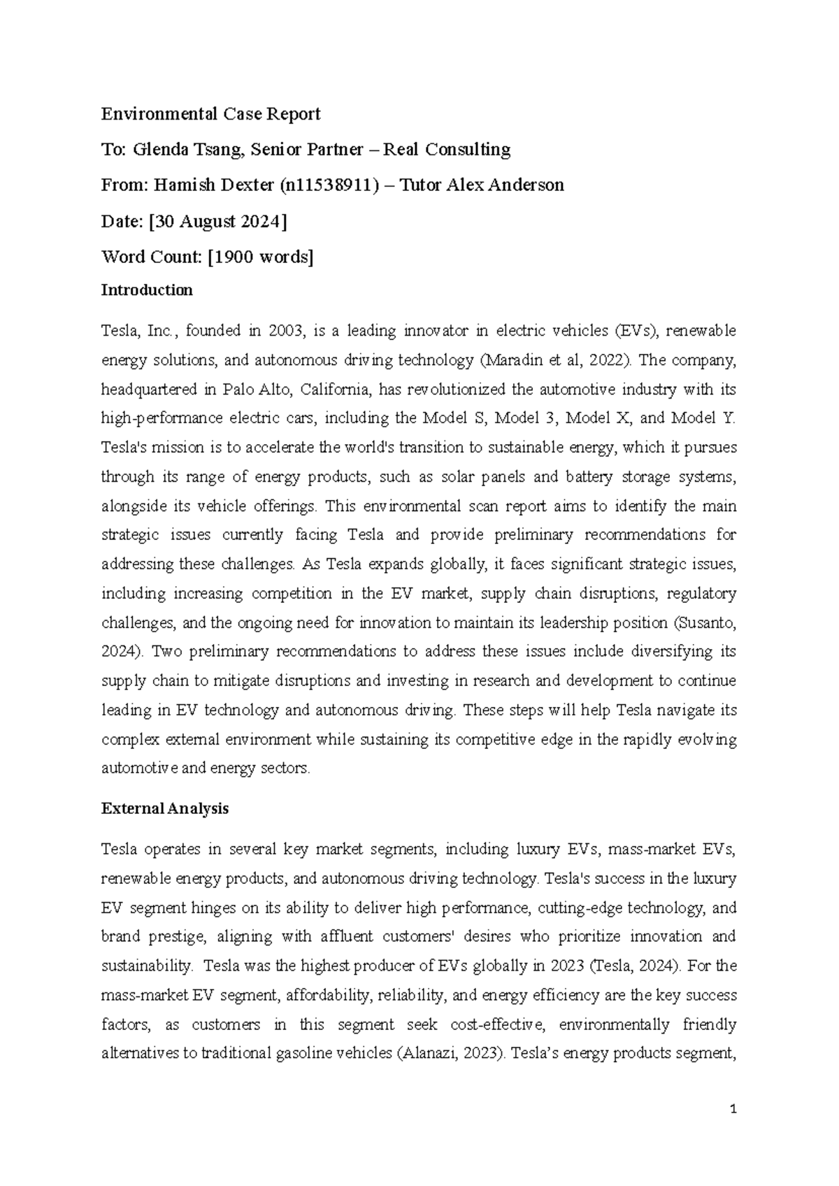 MGB133 A1 Hamish Dexter n11538911 - Environmental Case Report To ...
