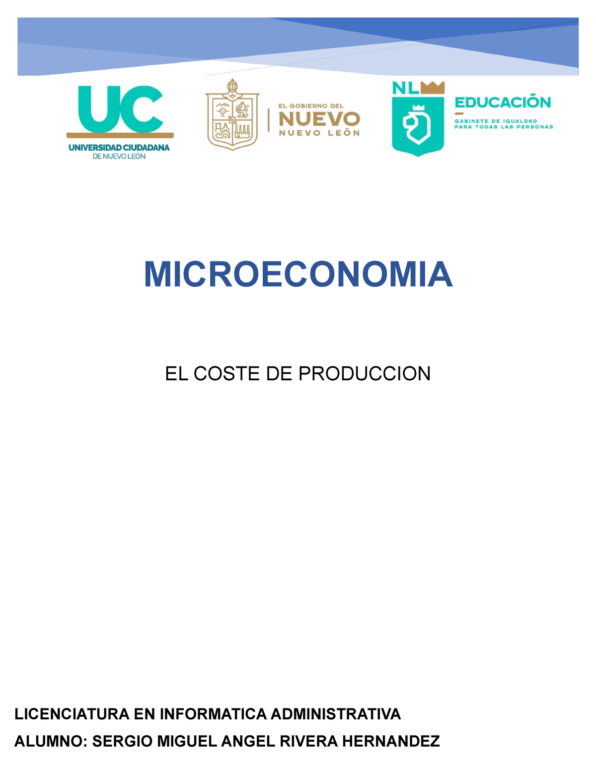 EL Coste DE Produccion Microeconomia - LICENCIATURA EN INFORMATICA ...