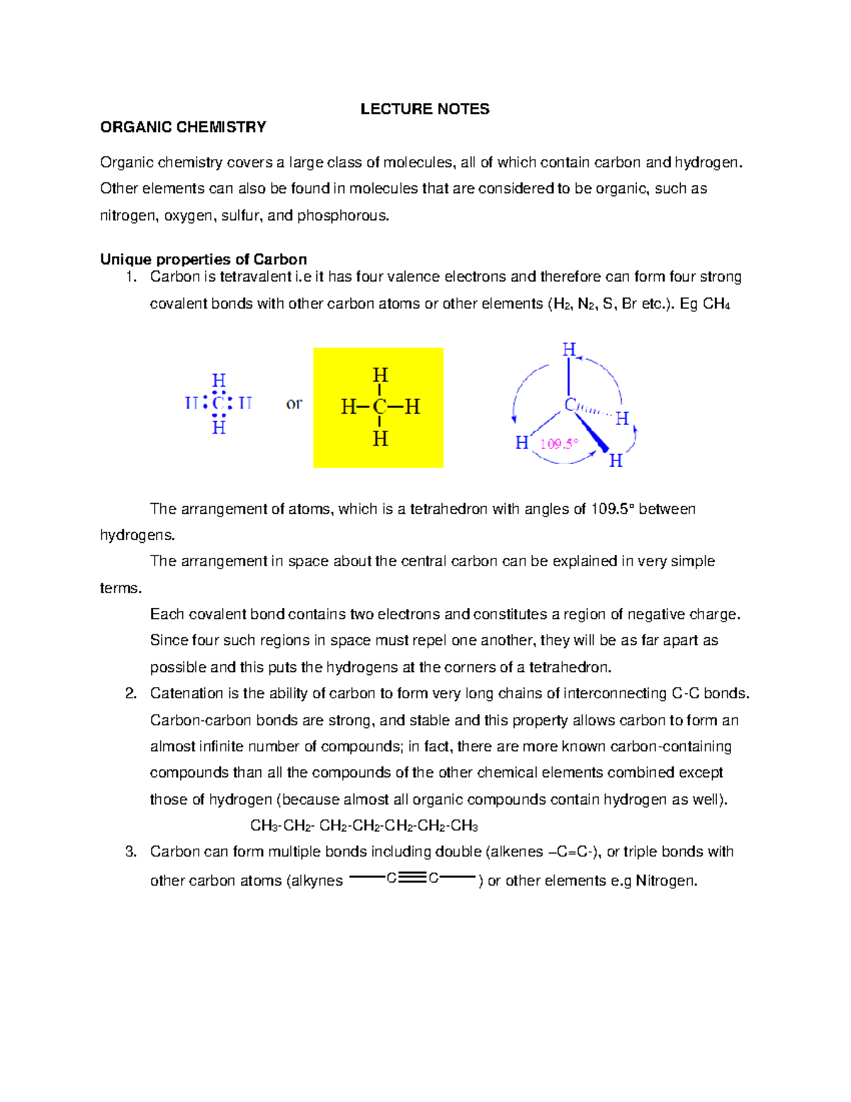 Organic Chemistry Lecture Notes - LECTURE NOTES ORGANIC CHEMISTRY ...